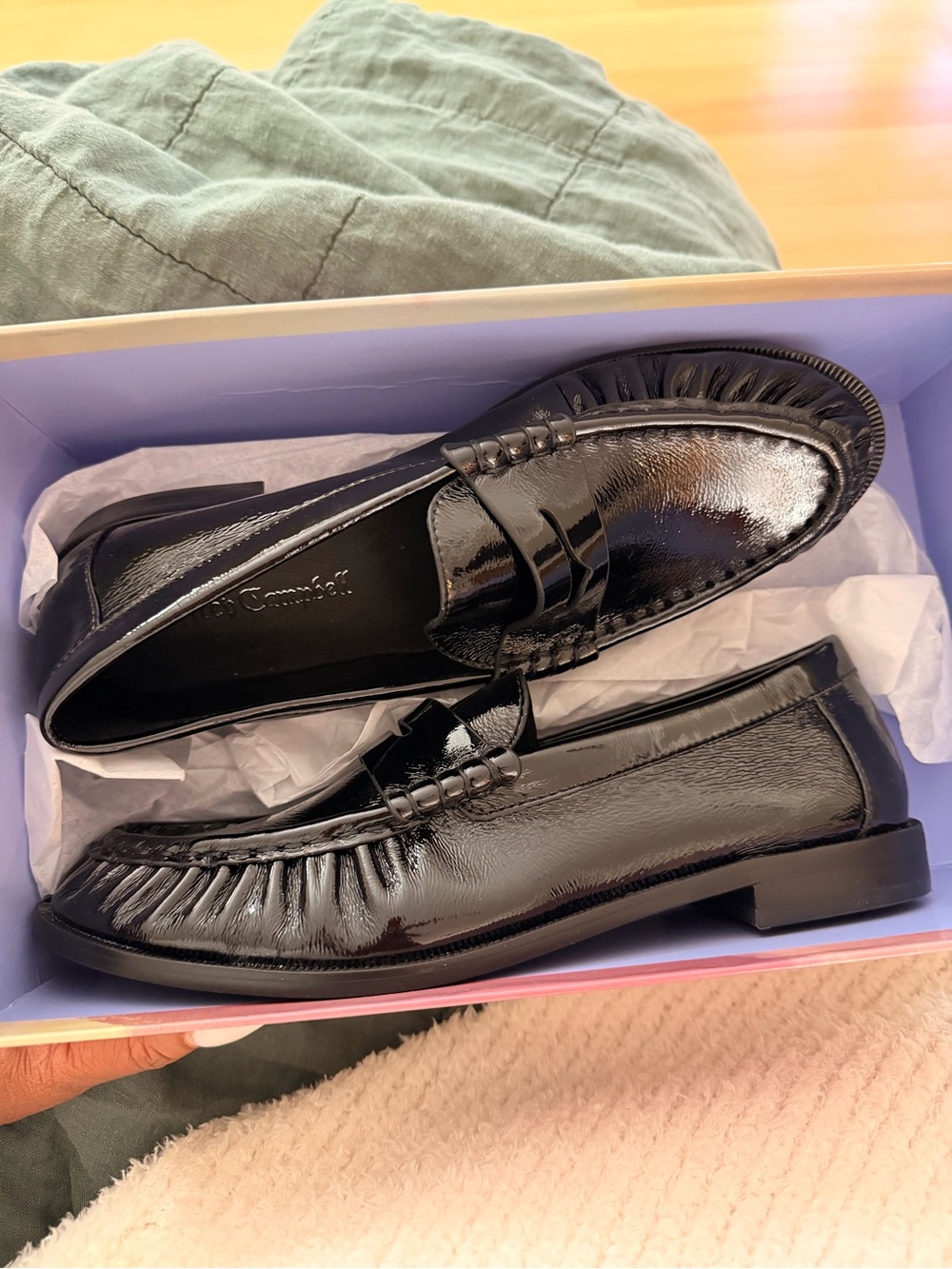 Jeffrey Campbell Black Patent Leather Kiltie Penny Loafers